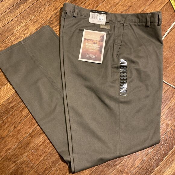 Haggar Other - Haggar 38 x 34 Dress Pants Brown Wrinkle Free Relaxed Fit 38W x 34L 100% Cotton
